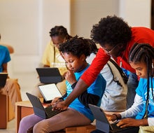 Kids can learn coding, video skills, and more during free Apple Camps at the Apple Store. Photo courtesy of Apple