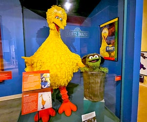 See Big Bird, Oscar the Grouch, Elmo, and other Sesame Street characters at the Center for Puppetry Arts. Photo by the author