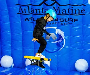 Test your surfing skills aboard a real surfboard, without ever getting wet, at this year's Atlanta Boat Show. Photo courtesy of event