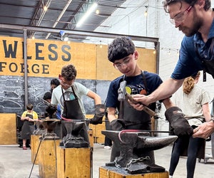 Learn the art of blacksmithing at Lawless Forge in Sterling, VA. Photo courtesy of the venue