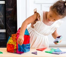 There are tons of creative ways to use Magna-Tiles, like playing matching games or making your own marble runs. Photo courtesy of Magna Tile