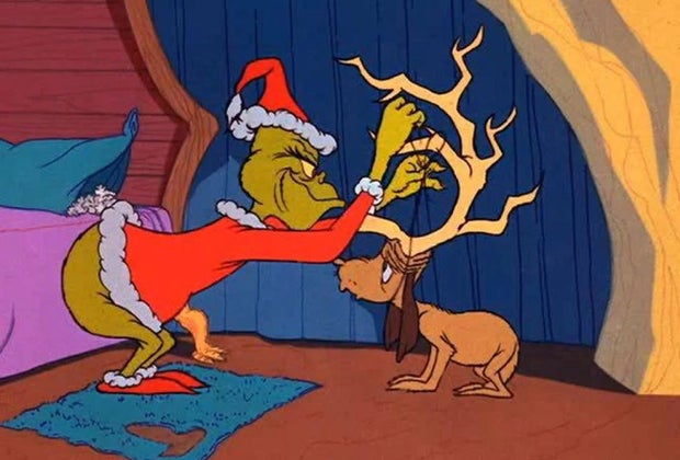The Grinch and his dog, Mac, from How the Grinch Stole Christmas