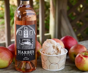 Grab some apple crisp ice cream from the ice cream shop and a bottle of dry rose from wine barn at Harbes Family Farm.
