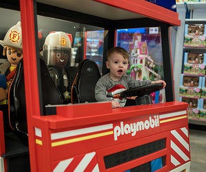 Cruise in the Playmobil Fire Truck during your trip to Toys
