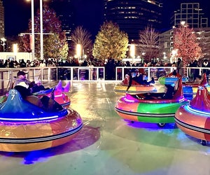 Check out ice skating, go-karts, bumper cars, and the marketplace at Newark Winter Village. Photo courtesy of Newark Winter Village