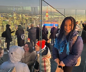 Get a birds eye view of the skyline from the Edge observation deck at Hudson Yards. Plan a visit near sundown to watch the city lights come to life. Photo by Jody Mercier