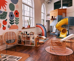 Kids can zoom down the slide and, of course, launch scarves at Kith + Kin. Photo courtesy of Kith + Kin 