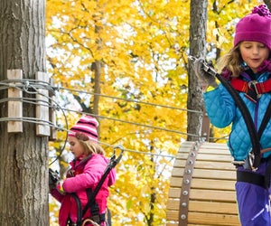  Fall foliage experiences give New England families a chance to enjoy leaf-peeping in exciting ways. Photo courtesy of the Adventure Park at Storrs