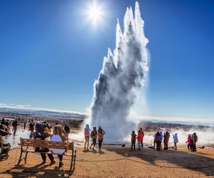 Geysers are a common sight in Iceland but the Strokkur Geyser is particularly impressive.